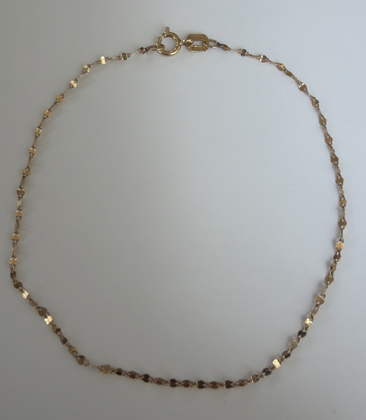10k Mirror Link Dainty Chain Bracelet 6 7/8″