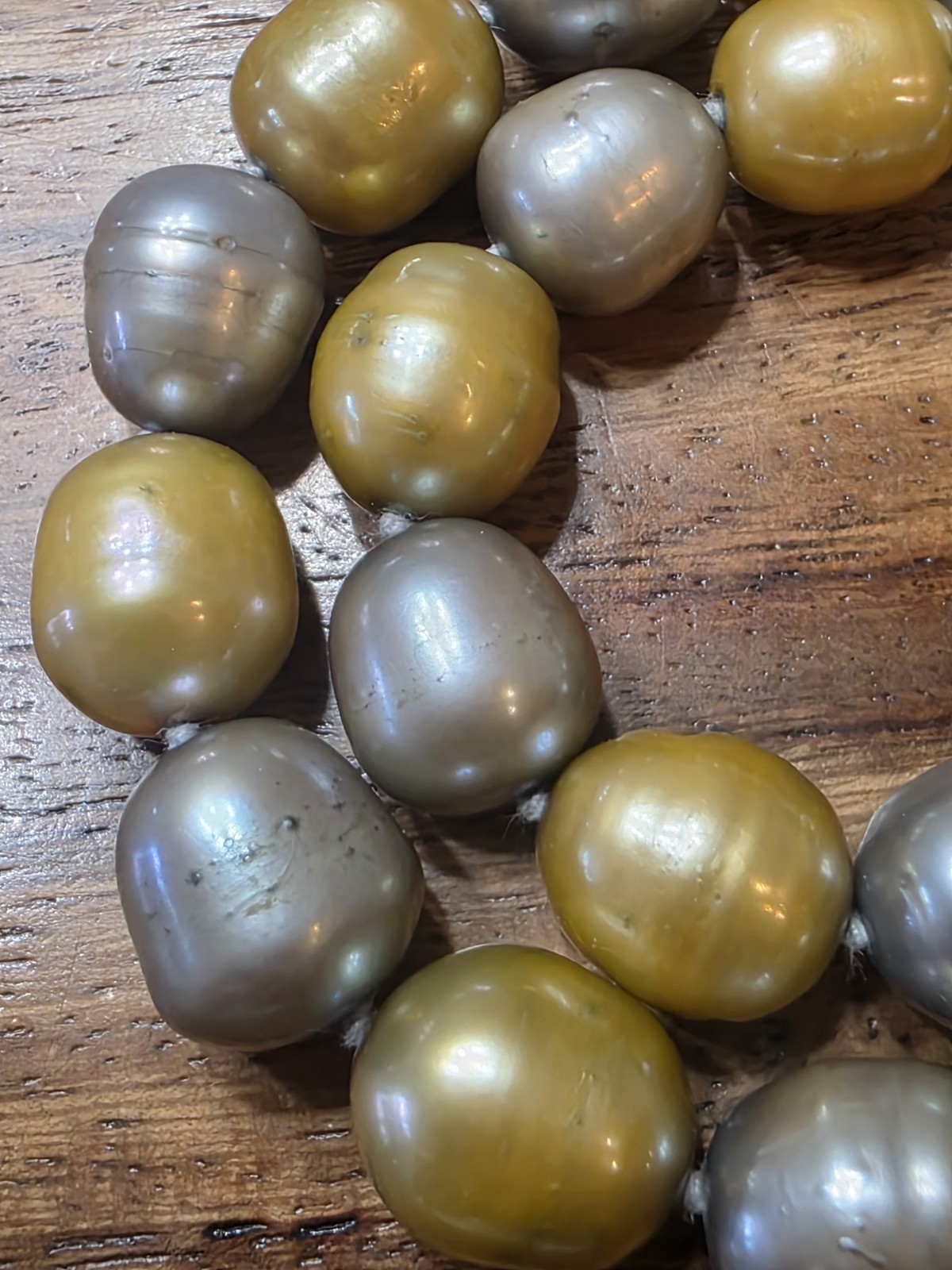 Estate 14k Gold Multi Color Pearl Necklace