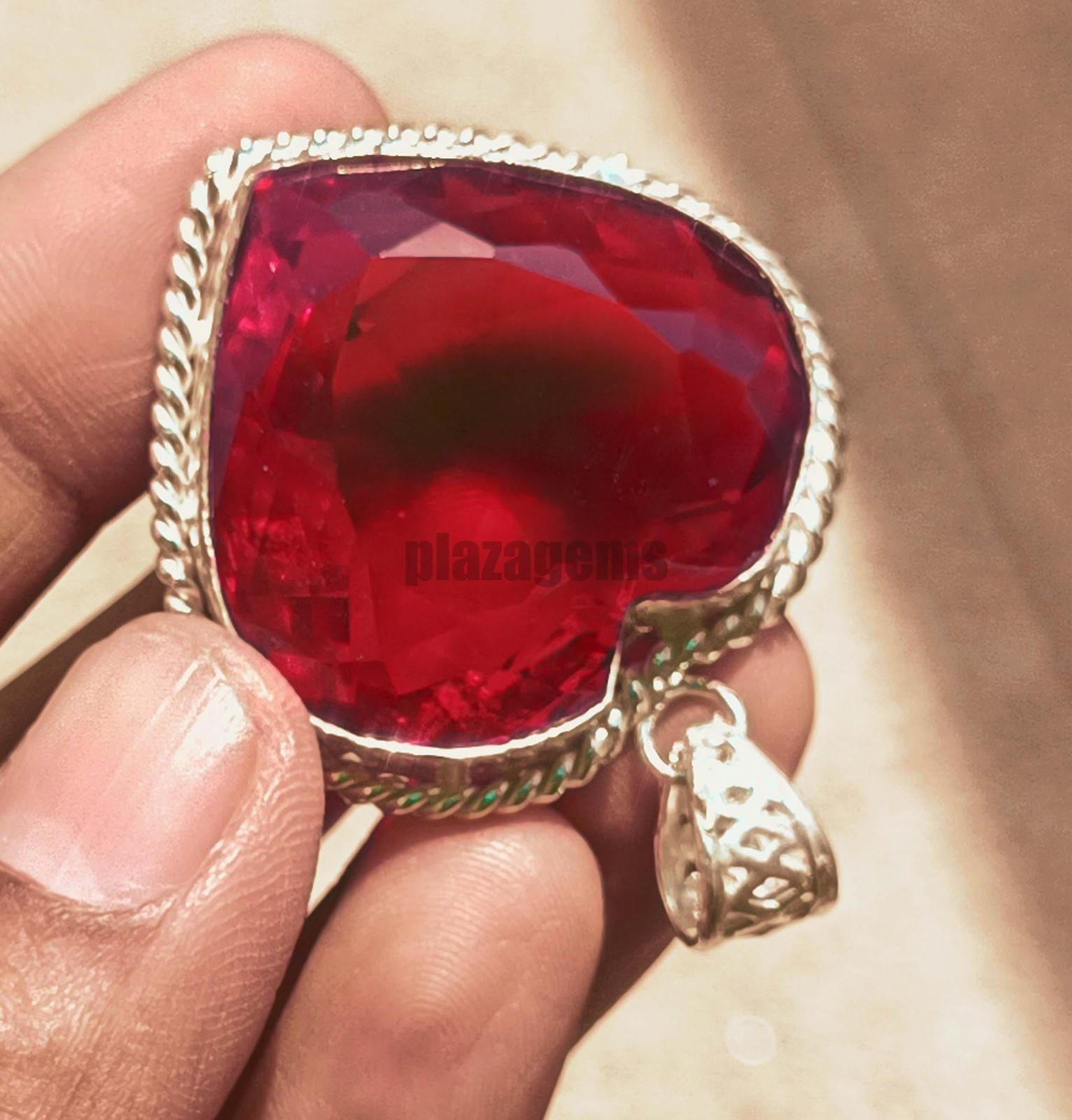 90 Ct Natural Blood Red Mozambique Ruby Pendant Flawless CERTIFIED
