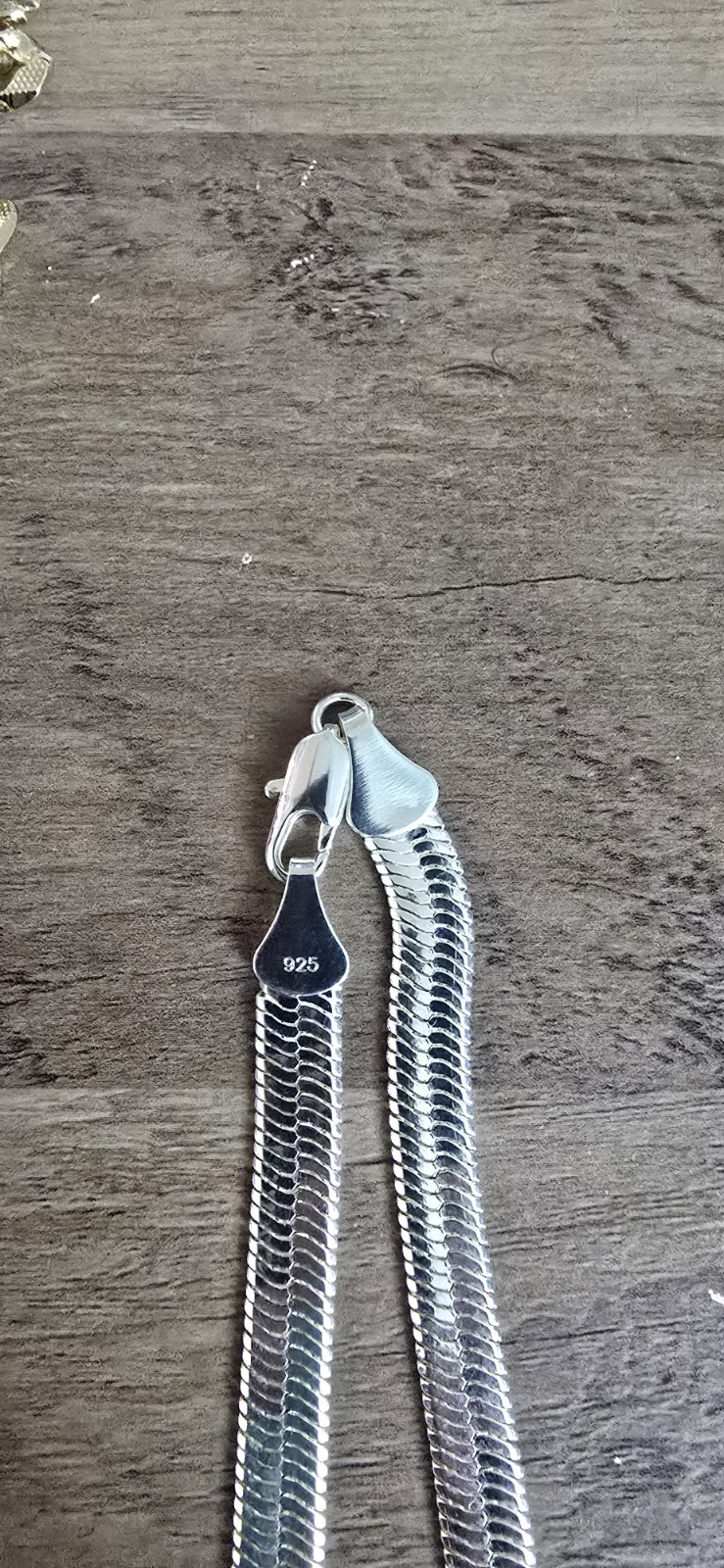 Stamped 925 Herringbone Chain Necklace w/ Lobster Clasp 20in 7mm