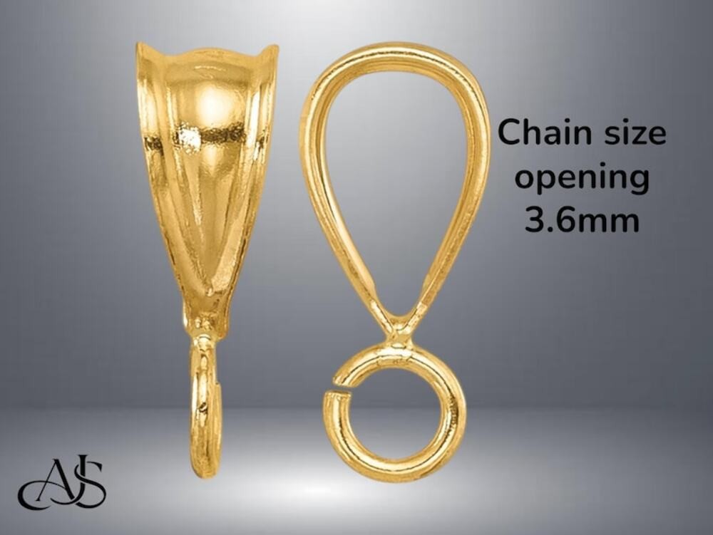14K Gold Bail with Pendant Ring for Chain size Widths of 3mm to 10mm