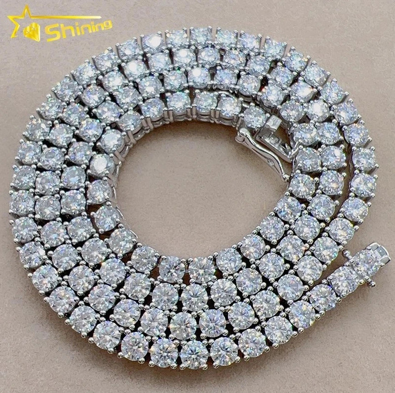 2-6.5mm 16-24″ VVS1 D Moissanite Tennis Chain Necklace 925 Silver Passes Tester