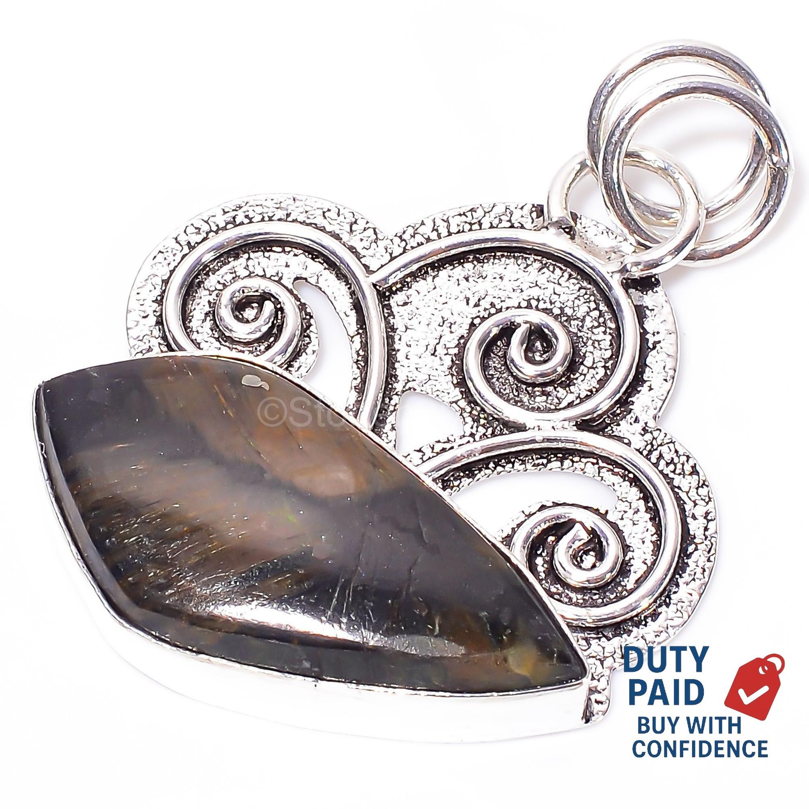 Genuine Chiastolite Sterling Silver Anniversary Birthday New Unique Wife Pendant
