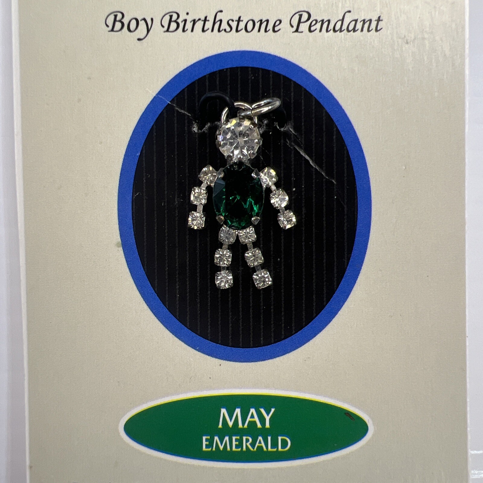 FAMILY TIES Sterling Silver Finish Charm Birth May Green CZ Emerald Boy