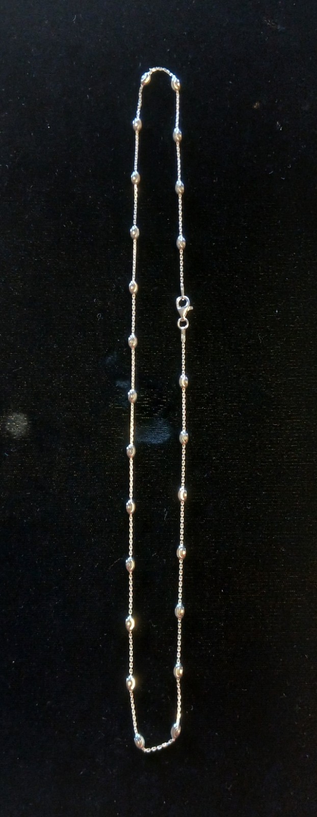 20″ Sterling Silver Station Oval Moon Cut Chain 3mm Moons 4.5 Grams 925 Italy