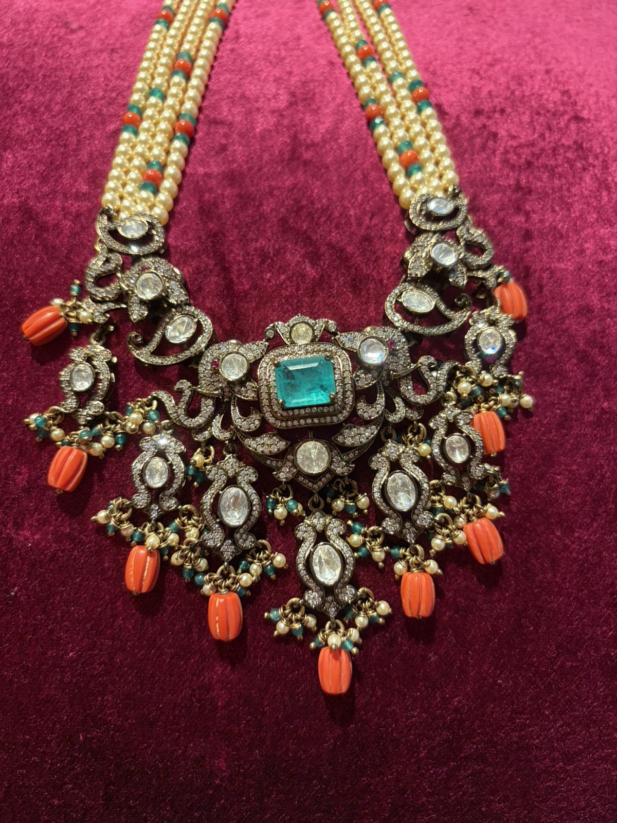 Victorian styled 925 silver hall marked necklace set.