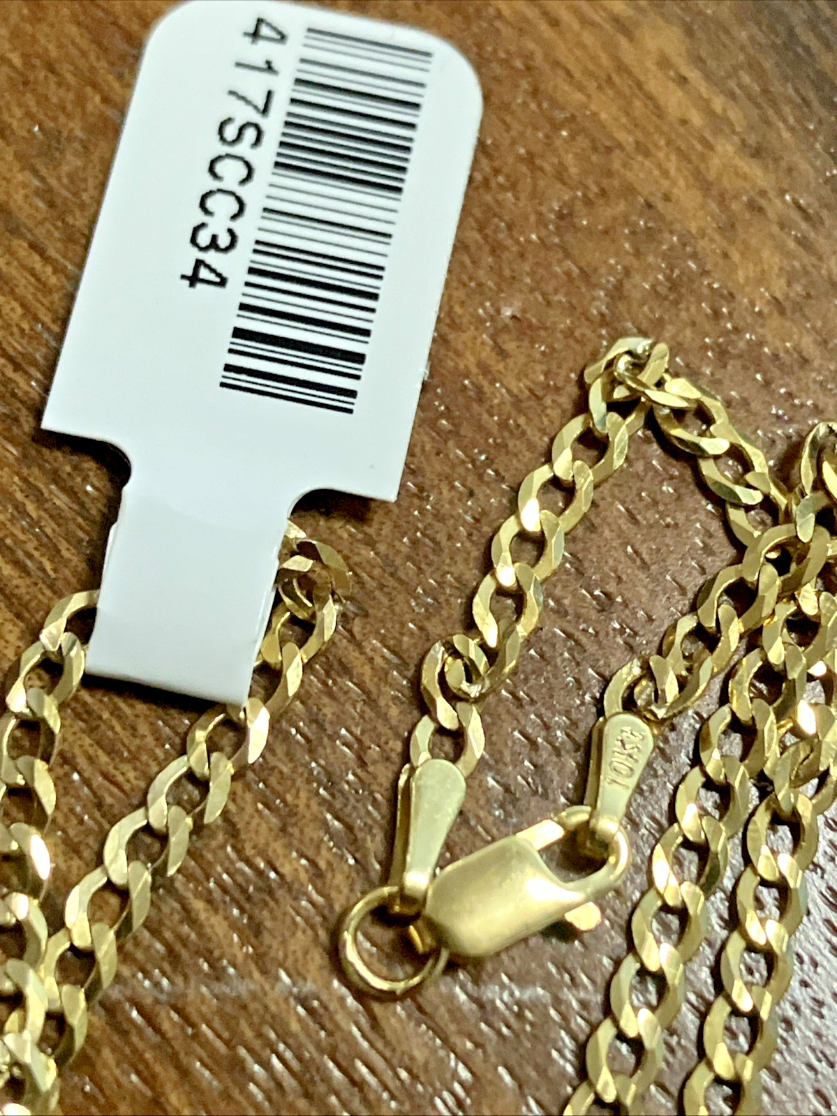 10kt Real Gold Solid Curb Link Chain 3.4gm 2.7mm 16” GND Brand New w/ Tag 10k
