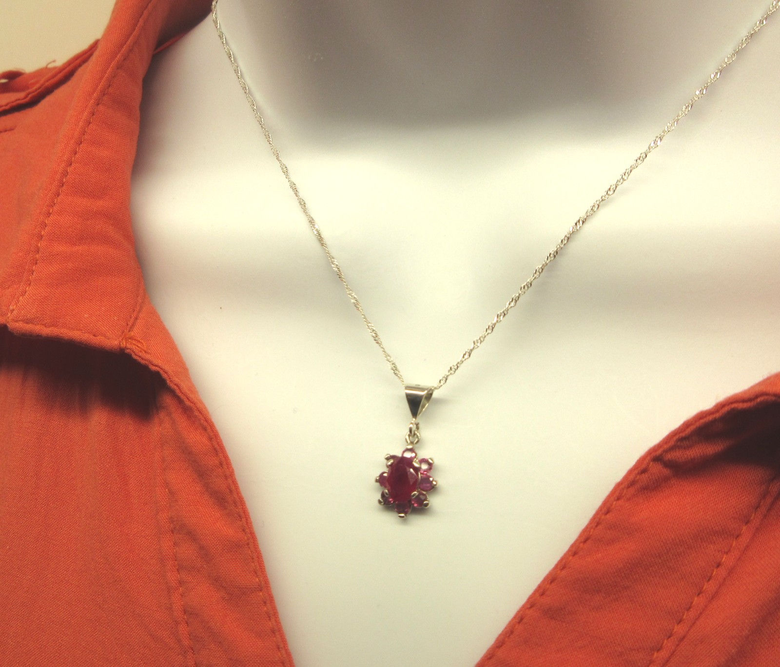 RUBY NECKLACE – Genuine Handmade Rich Red 925 Sterling Silver with Ruby Accents