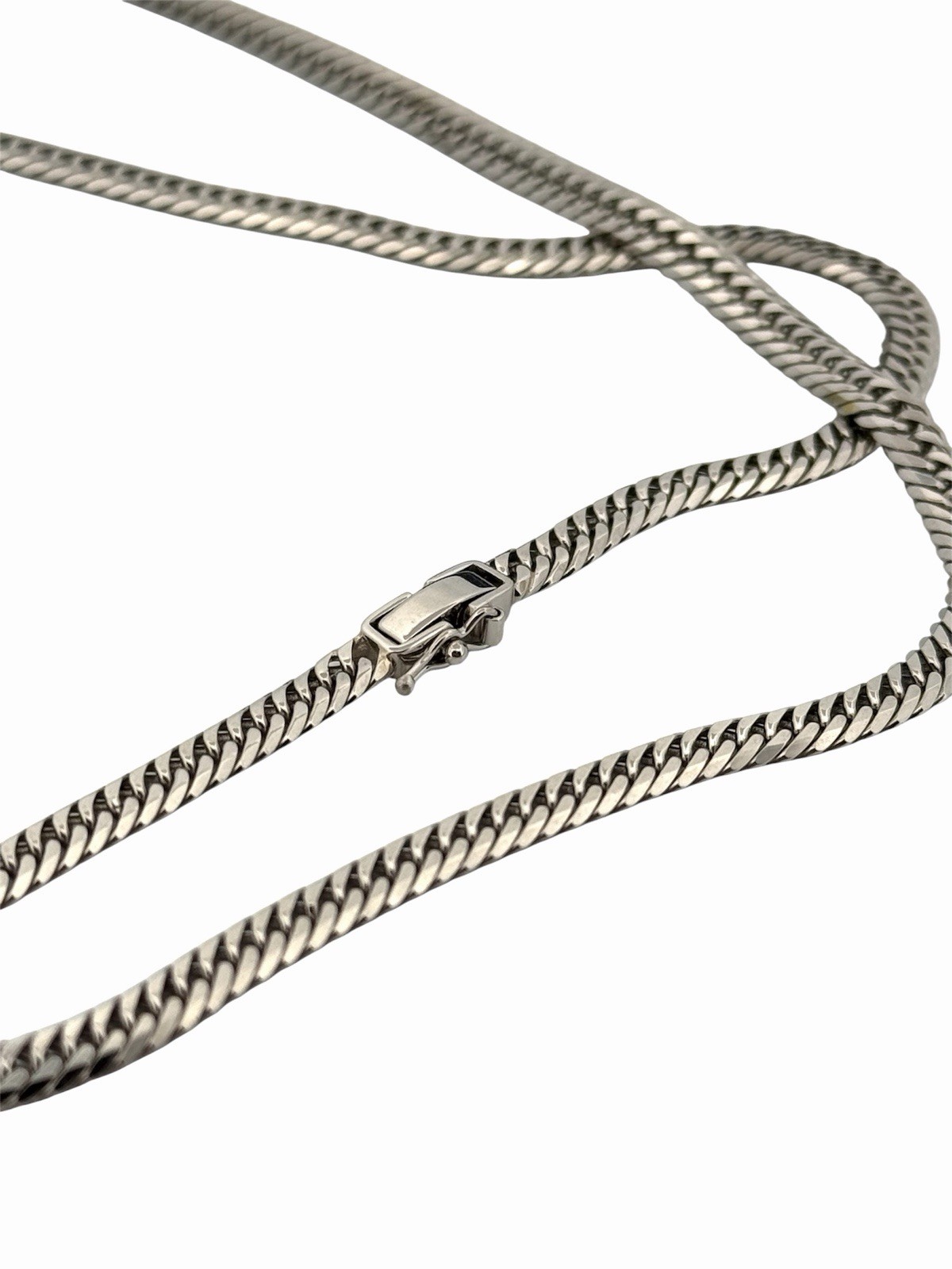 Solid Platinum Pt850 Double Curb Chain Necklace 4.1mm 23in – Very Nice Condition
