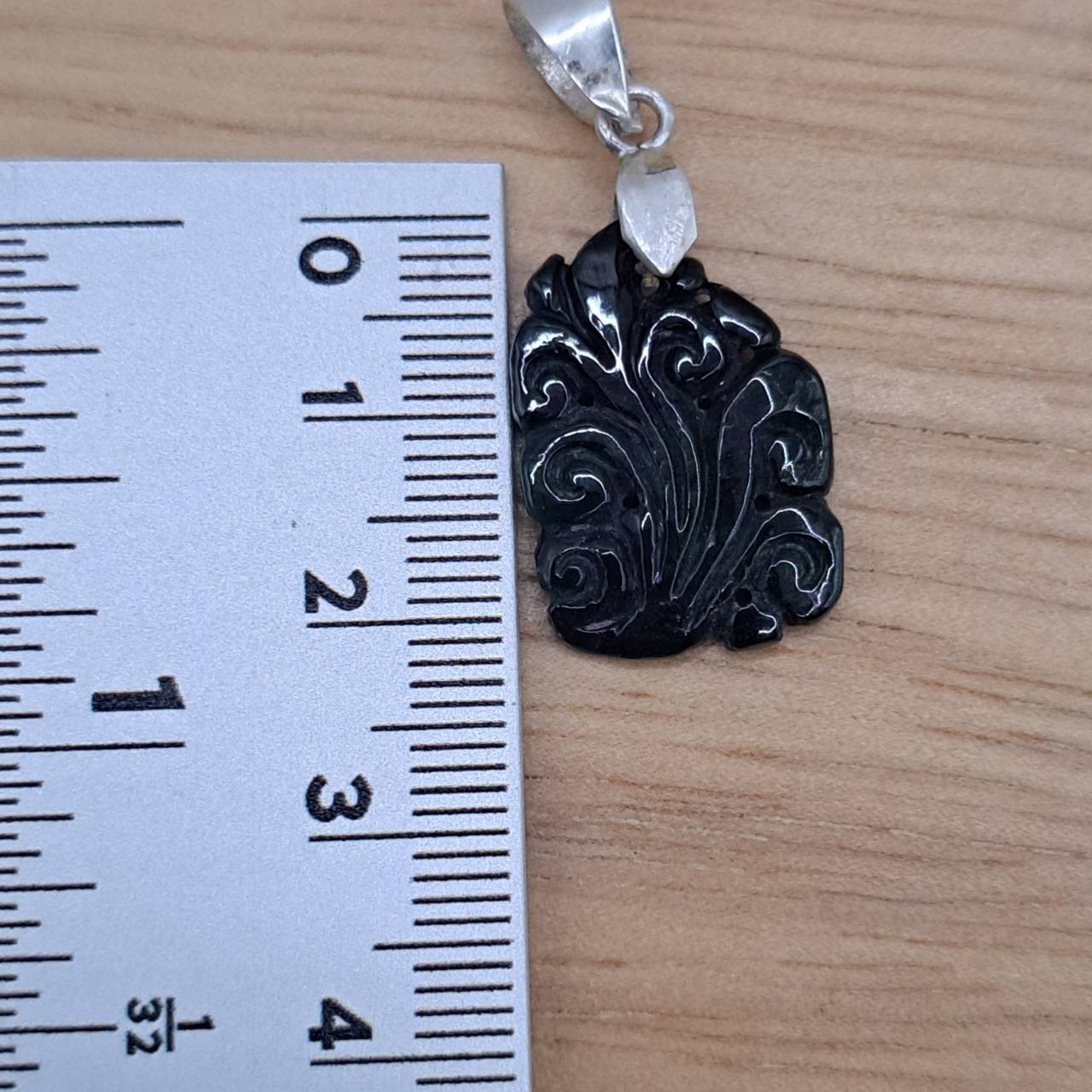 Jade Type A Pendant Burmese Natural Jadeite Myanmar Silver 92.5 Handmade 004