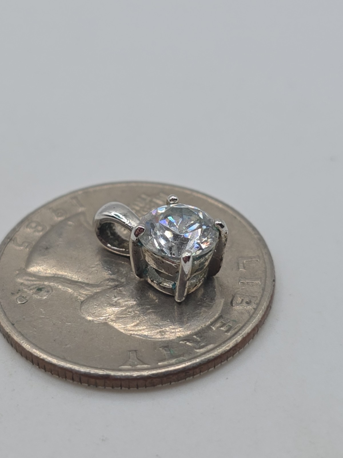 Sterling Silver 925 Solitaire Round CZ 6.5mm Pendant