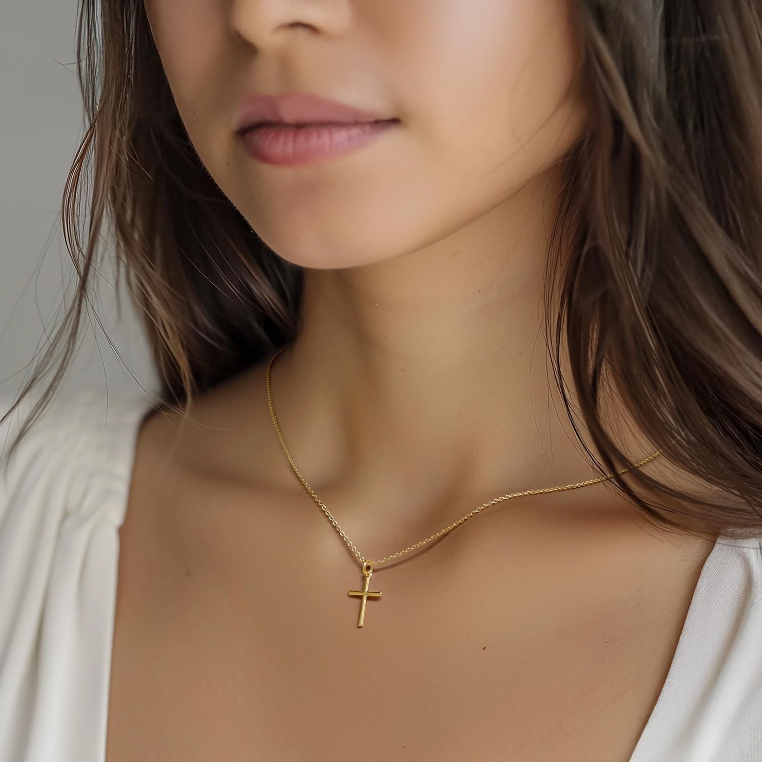 14k Gold Cross Necklace for Women 14K Solid Gold Cross Pendant Religious Jewelry