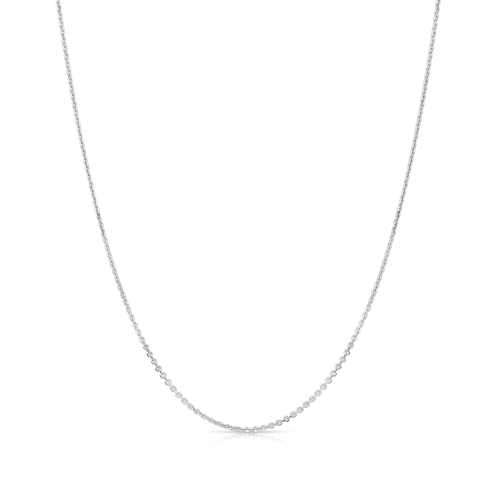 14K Real Solid White Gold Diamond-Cut Thin Dainty Cable Chain Necklace 16″-20″