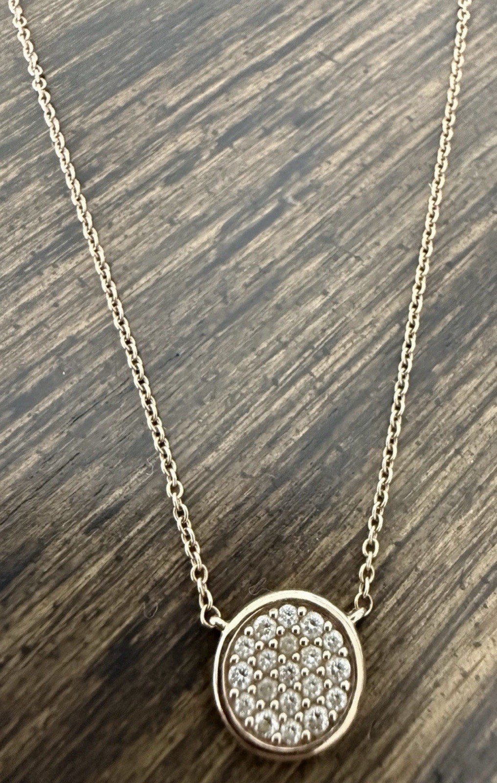 14K Rose Gold Pave Diamond Circle Disc Pendant Necklace From Costco