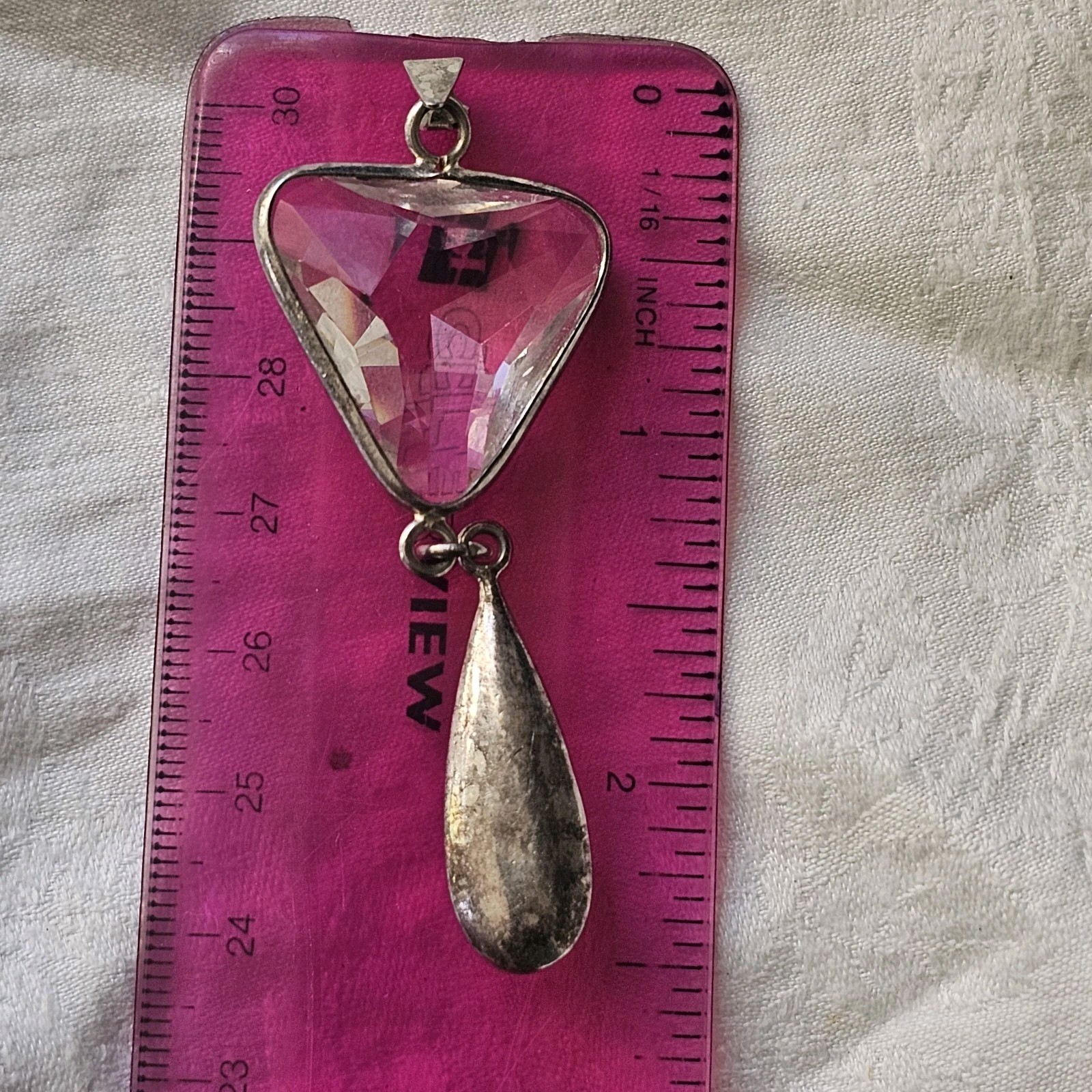Faceted Clear Crystal Pendant Sterling Silver & Female Tribal Sterling Charm