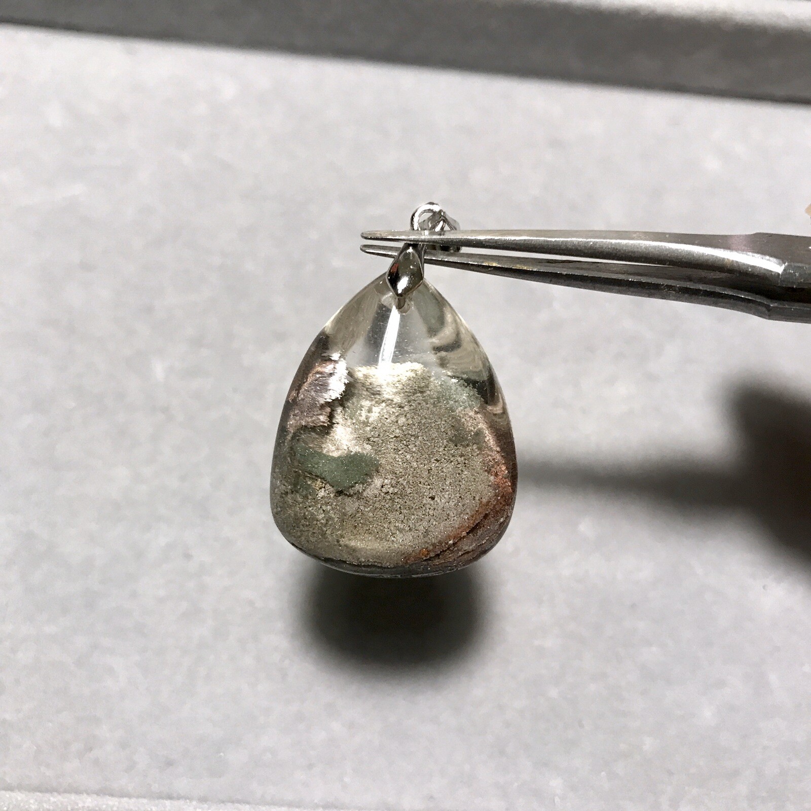 US SELLER Natural Red Green Phantom Quartz Pendant Teardrop Brazil Crystal Stone