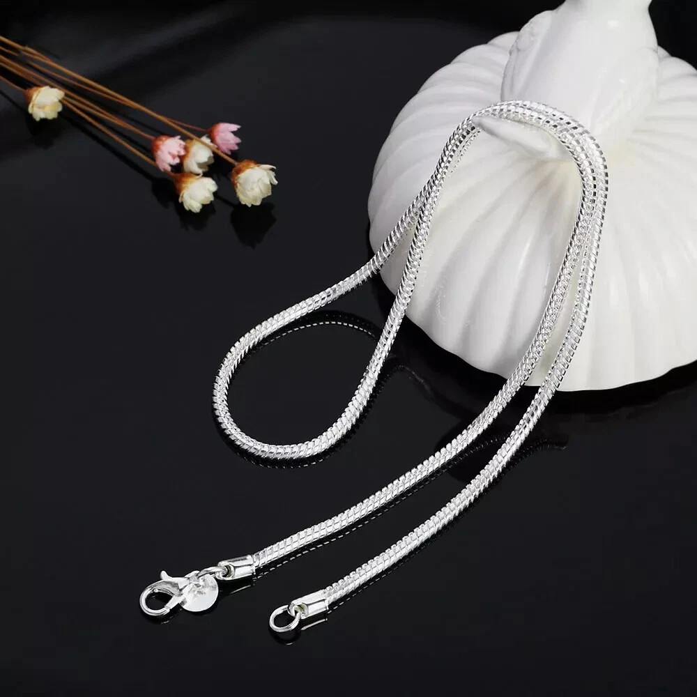 925 Sterling Silver Snake Chain Necklace 1MM 2MM 3MM Thin Dainty Chain 40-75CM