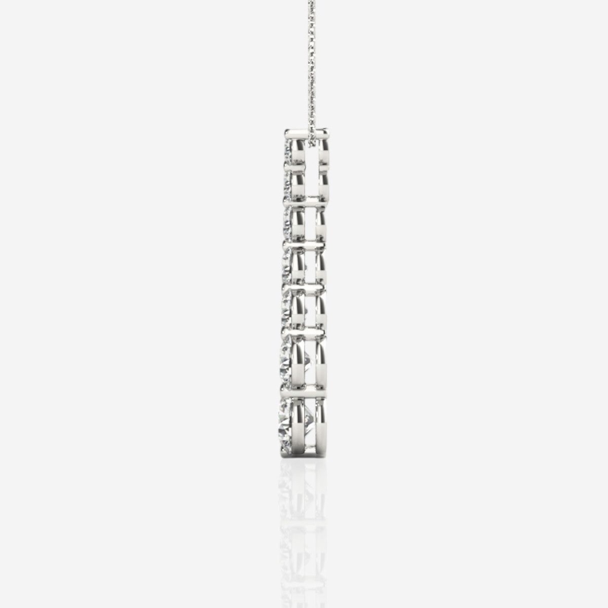 0.50+ CT Lab Grown Diamond Journey Pendant Necklace Real 14K White Gold 7 Stone