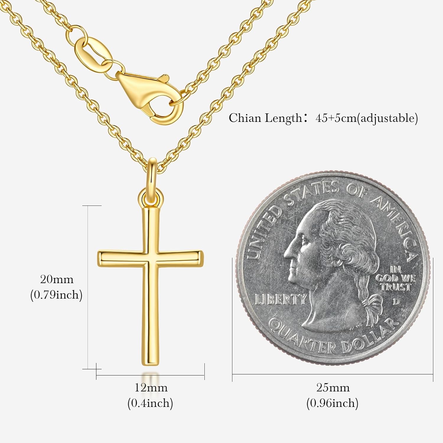 14k Gold Cross Necklace for Women 14K Solid Gold Cross Pendant Religious Jewelry