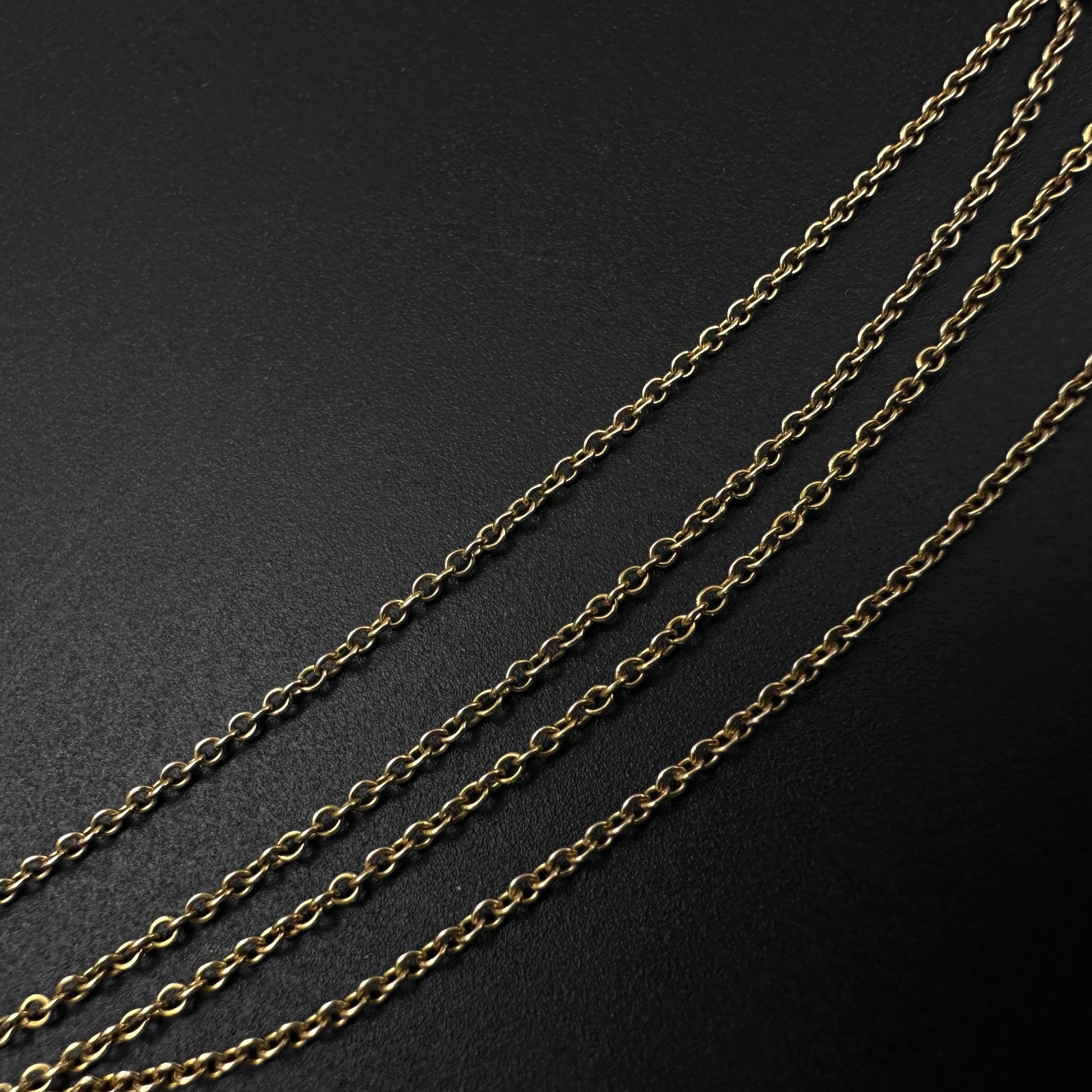 Vintage Solid 10K Yellow Gold Rolo Link Chain Necklace, 1.1mm, 15 3/8″