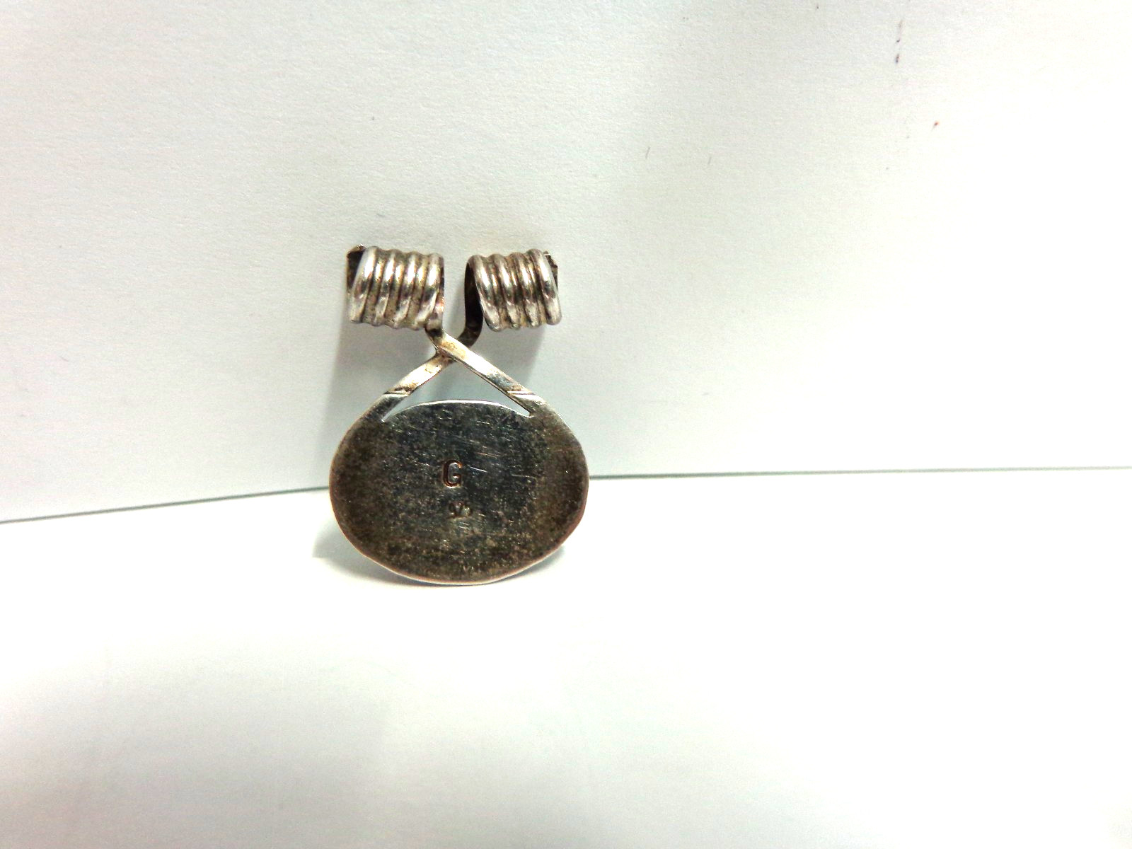 sterling silver turquoise pendant by G sz 7/8 in lg wgt 2.9 grams tcw 3