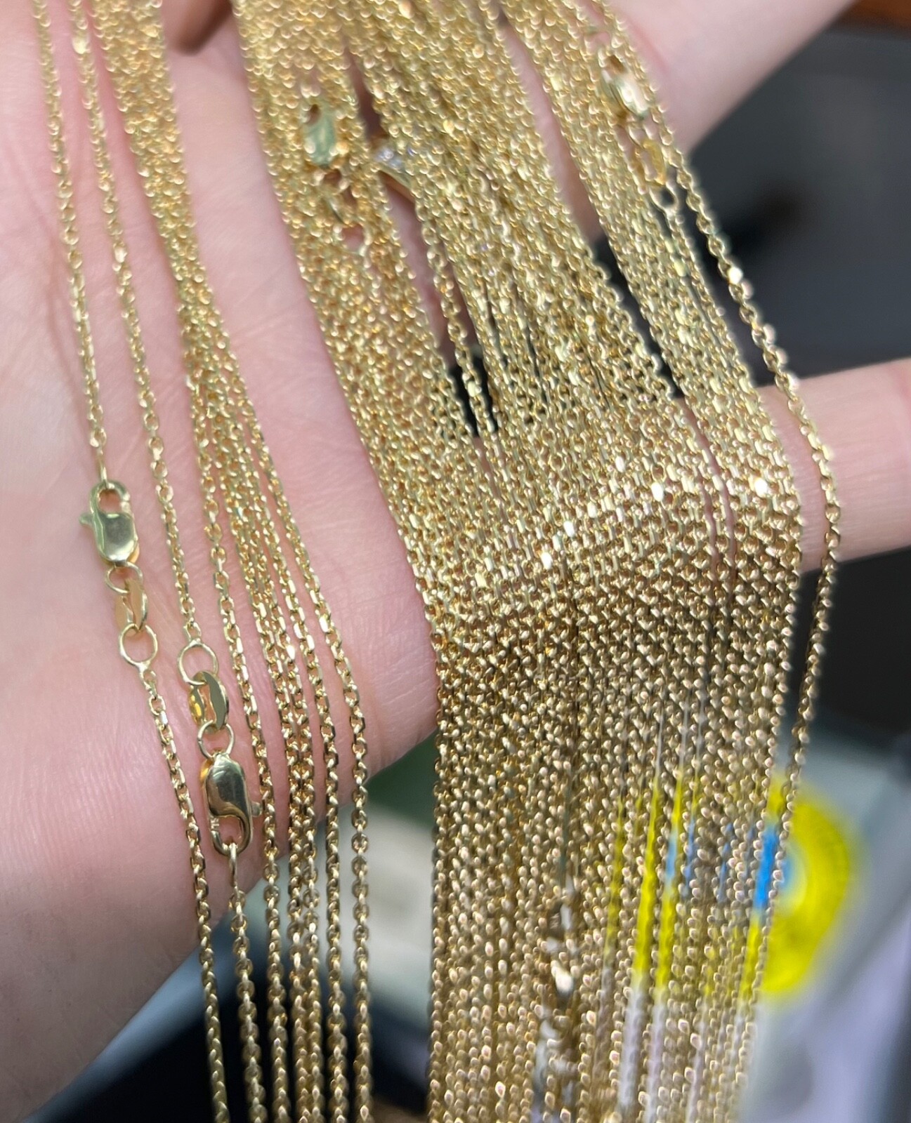 18k Solid Yellow Gold Small Anchor Chain Necklace for Unisex Kid Adult
