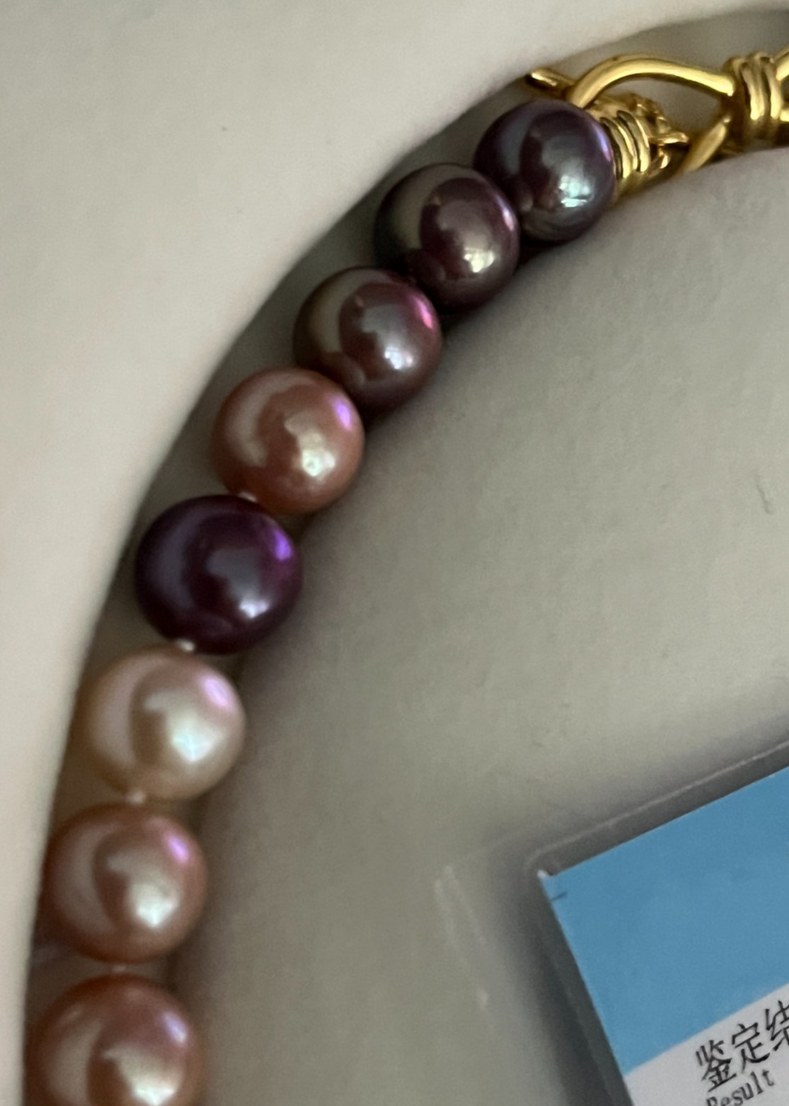Large Edison Pearl Necklace S925 Toggle Clasp Metallic Candy 45cm Cert