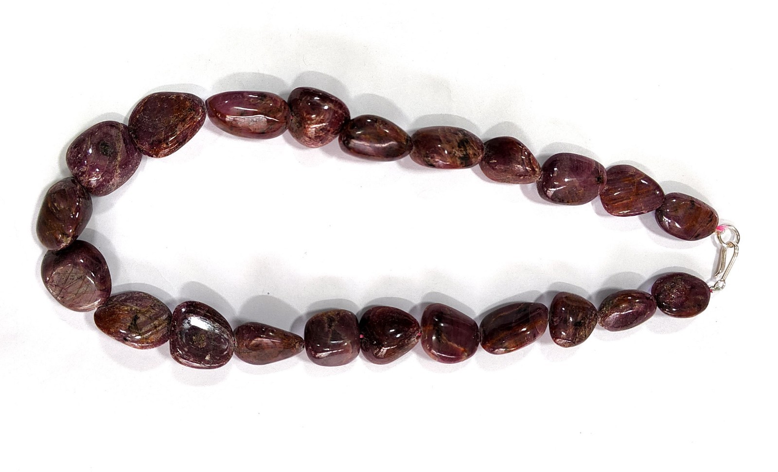 Natural Indian Ruby Tumble Beads Necklace: Handmade AAA+ Quality, 20 Inches Bead