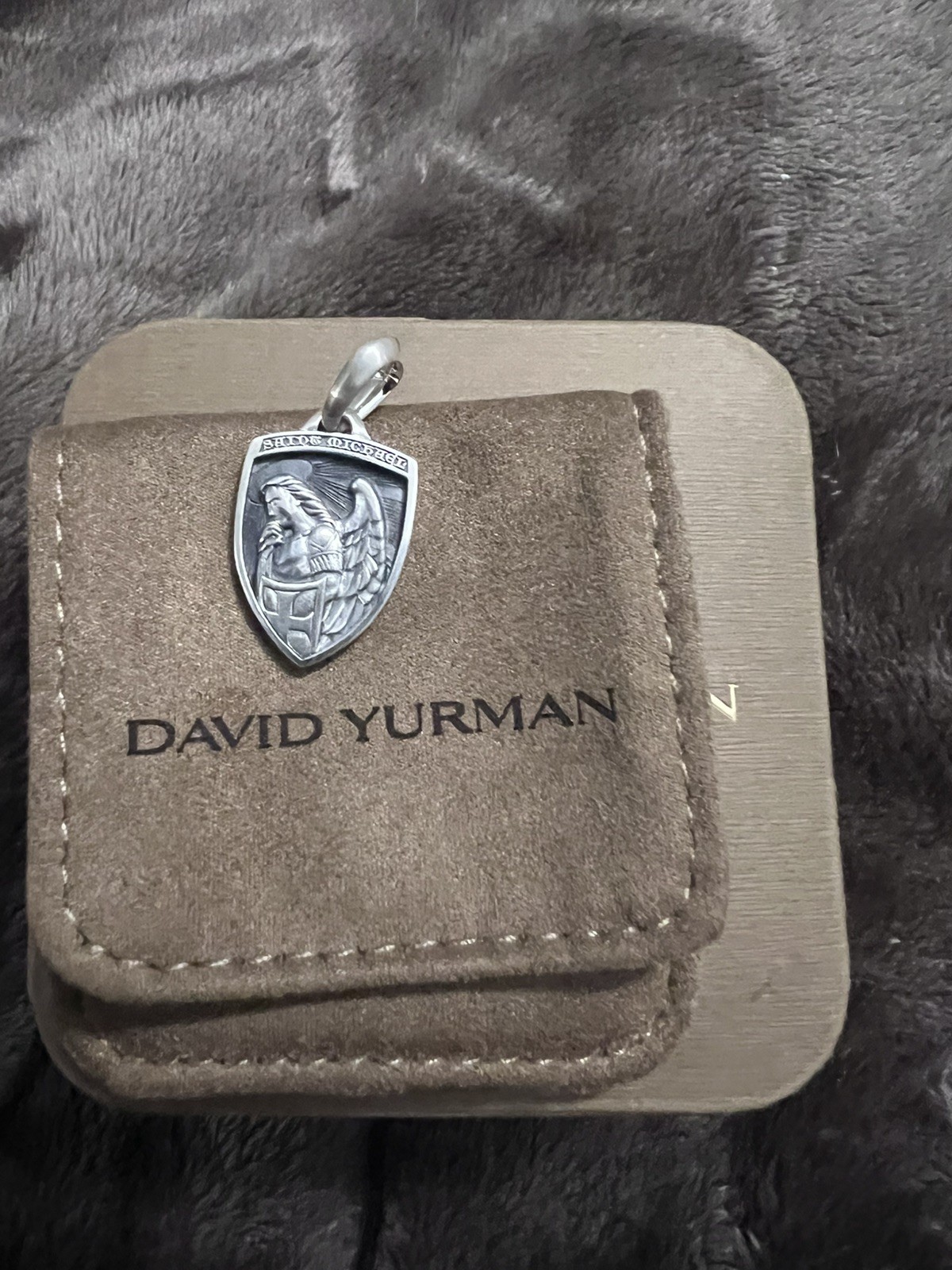 David Yurman Sterling Silver Saint Michael Shield Style Amulet Pendant