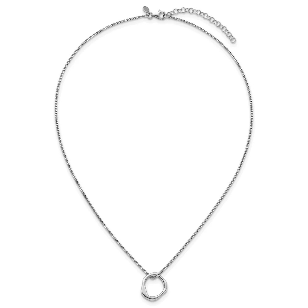 Sterling Silver Rhodium-Plated Polished 16 With 2in Ext Abstract Necklace