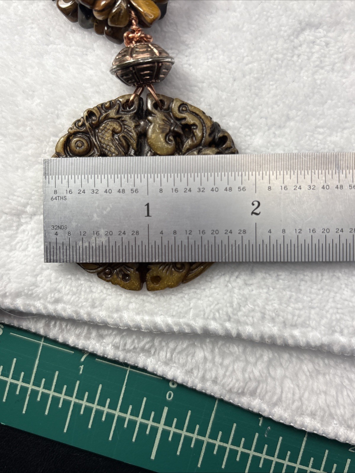 Dragon Pendant Tiger’s Eye Stone Polished Chip Bead Necklace Statement Jewelry