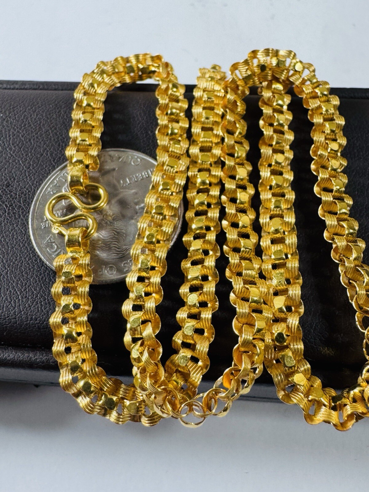 22K 916 22C Fine Real Dubai Gold 17.5”/18 inches Necklace 19g 6mm