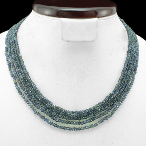 146.00 CTS NATURAL 5 LINE FACETED BLUE TANZANITE BEADS NECKLACE (RS)