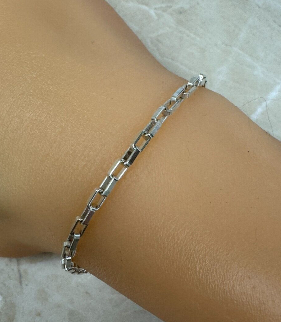Solid Sterling Silver Heavy Box Necklace Chain (7″-36″) Made In Italy