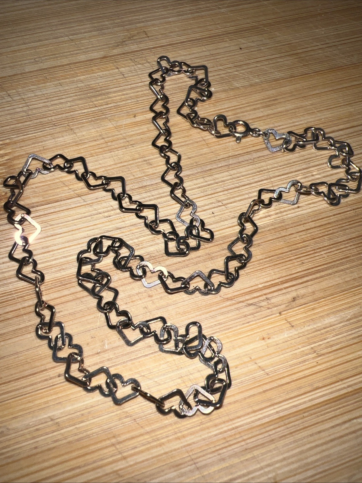 MILOR ITALY 925 STERLING SILVER CHAIN OF INTERLOCKING HEART LINKS NECKLACE 18”