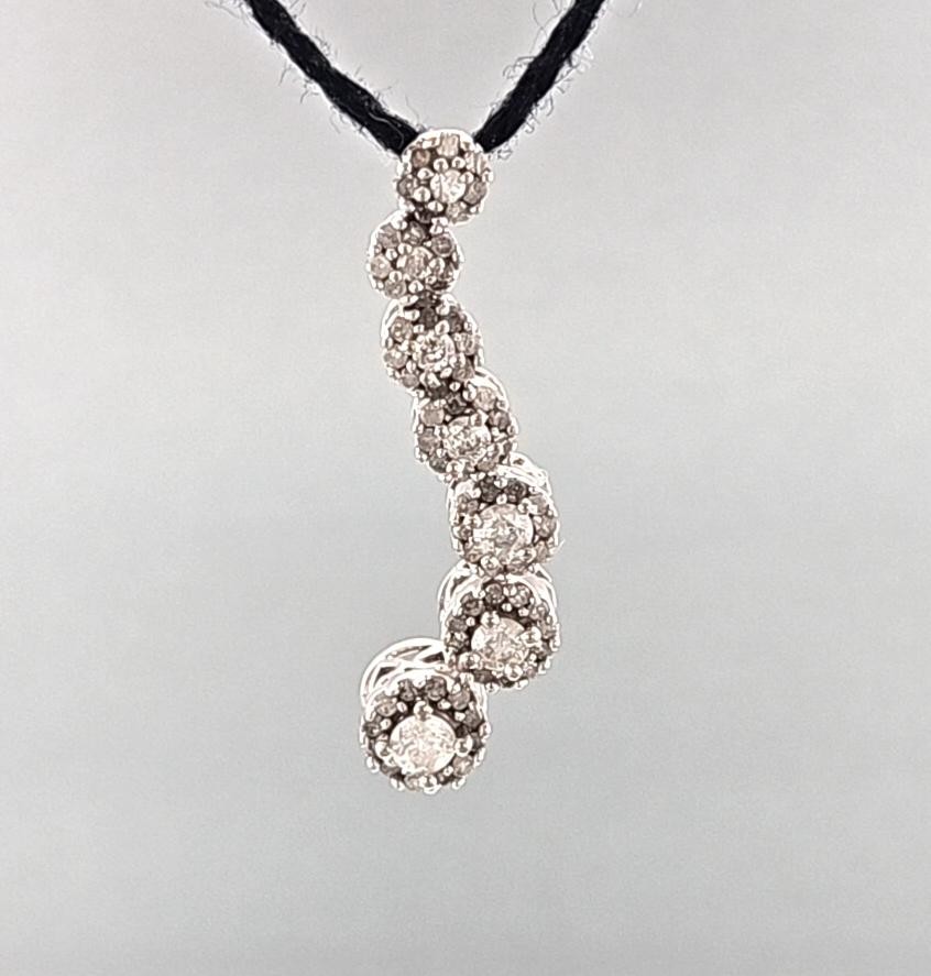 10K White Gold Approx. 1/3CTW Diamond Halo Journey Pendant (GAL158762)