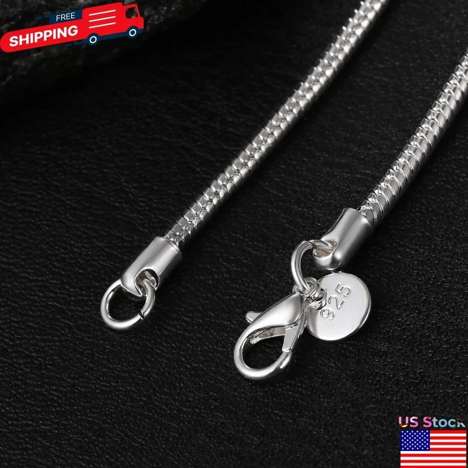 925 Sterling Silver Snake Chain Necklace 1mm 2mm 3mm Dainty Chain 40-75cm