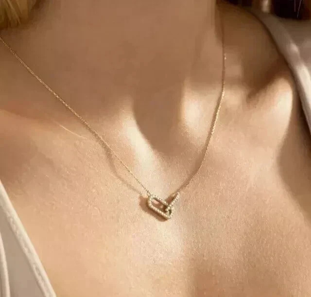 0.20 Ct Round Lab Created Diamond Paper Clip Pendant 14k Yellow Gold Plated