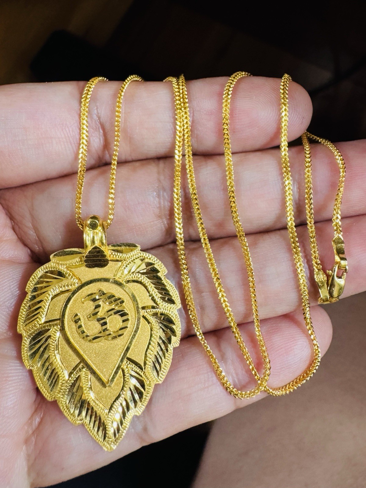 22K 916 22C Real Genuine Gold 20” inch Heart Sikh Necklace 11.1g 1.5mm