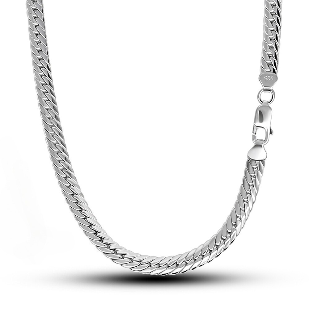 Solid 925 Sterling Silver Flat Snake Curb Chain Link Necklace 6mm Men & Women