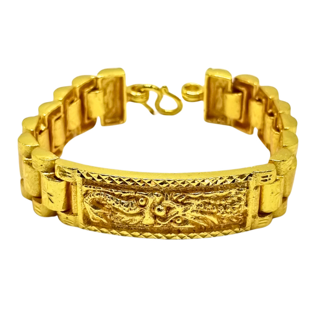 Bracelet Thai Gold 24k Solid Yellow Chain Pendant Dragon Chinese 3 Baht 7 in Men