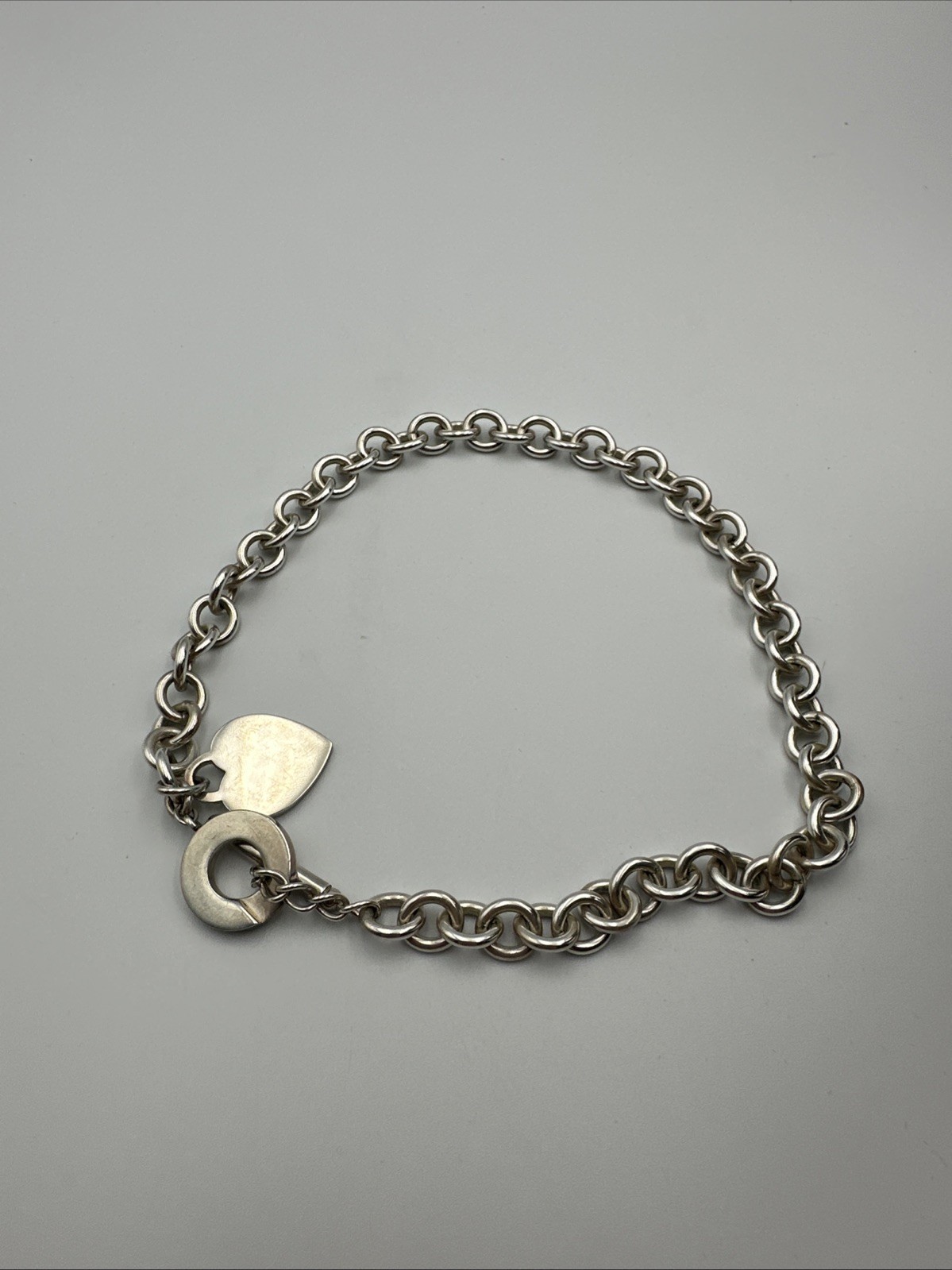 Authentic Tiffany & Co. Sterling Silver 925 Blank Heart Tag Toggle 16” Necklace