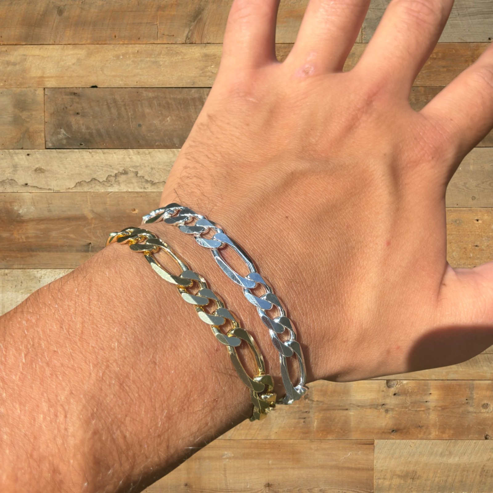 8mm Figaro Bracelet Link – Real Solid 925 Sterling Silver Or 14k Gold Vermeil