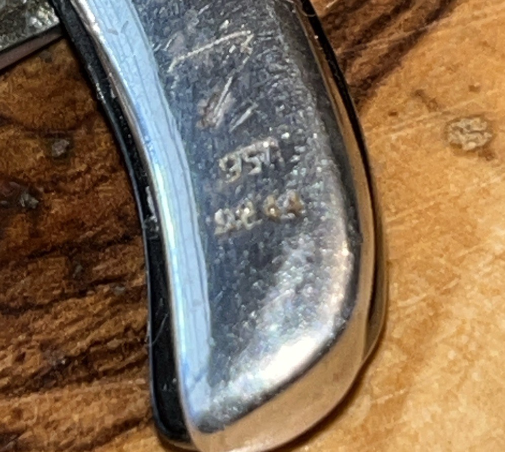 Sterling Silver 925 Early Plastic Pendant Marked CAO Indicating Made in Cyprus