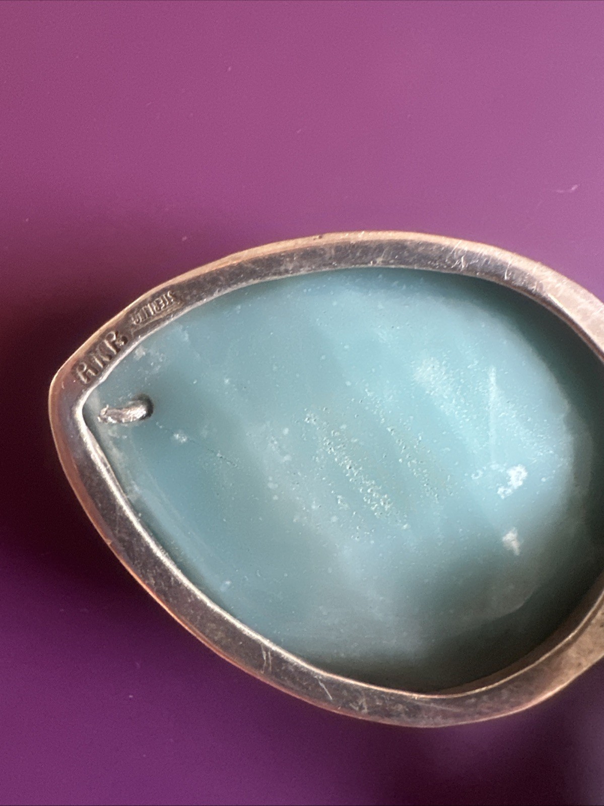 Amy Kahn Russell AKR 925 Sterling Silver Amazonite Bee Pendant Beaded Necklace
