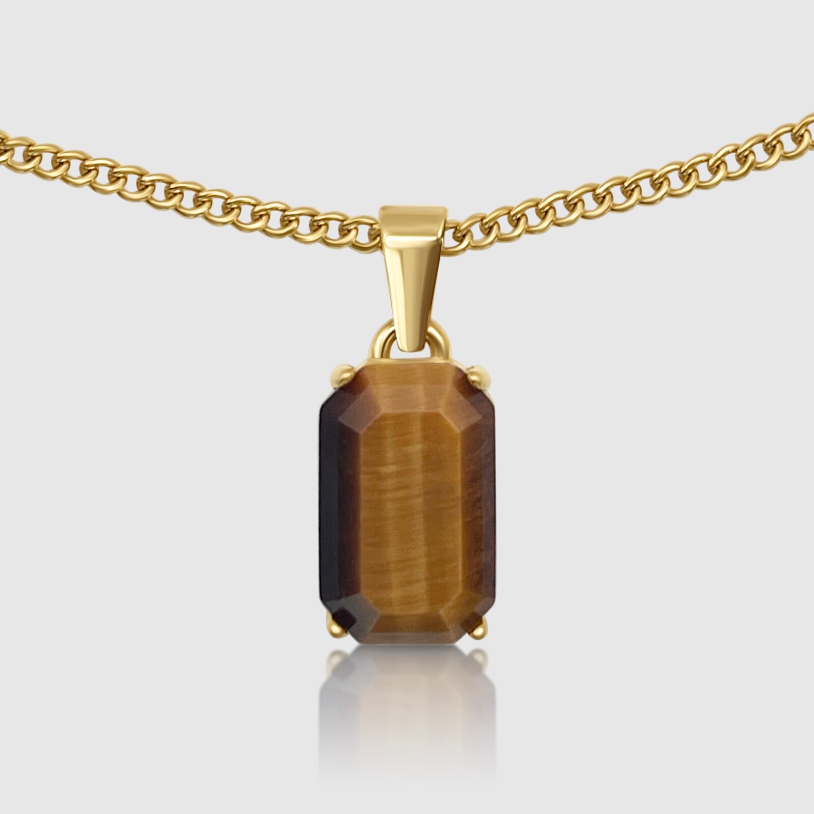 Tiger Eye Pendant & Necklace In 18k Gold 20” Chain – Tiger’s Eye Amulet Jewelry