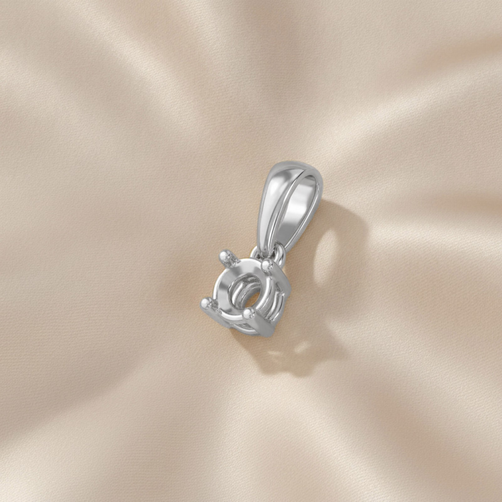 Semi Mount Pendant Setting Round 3mm To 5mm in 925 Sterling Silver