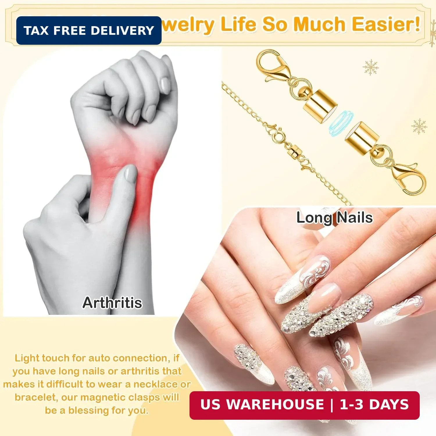 14K Gold and Silver Magnetic Necklace Clasps and Closures, 20 Pcs 3 Styles | 14K