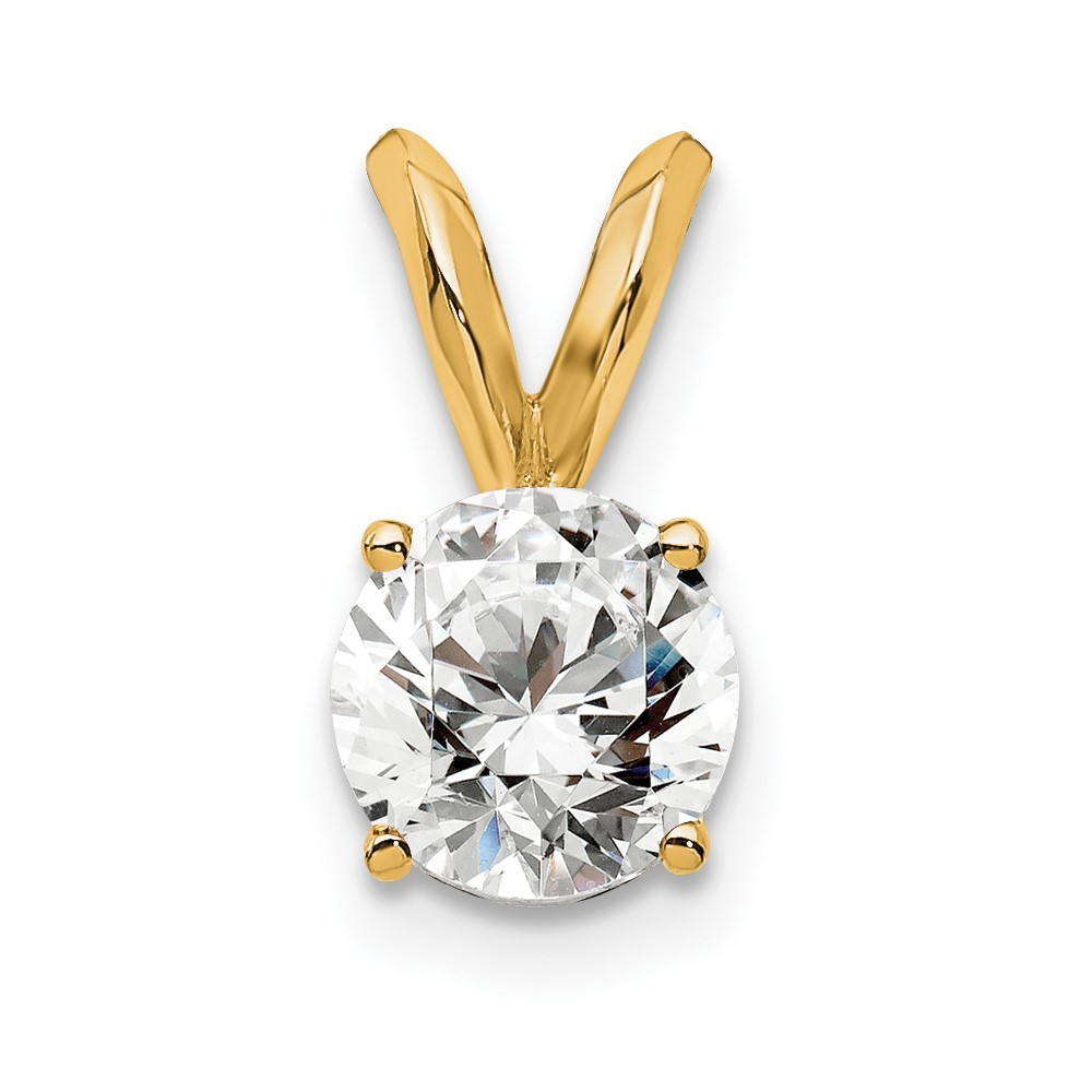 14K Yellow Gold 1/2Ct Round Lab Grown Diamond Solitaire Pendant (VS/SI, D-E)