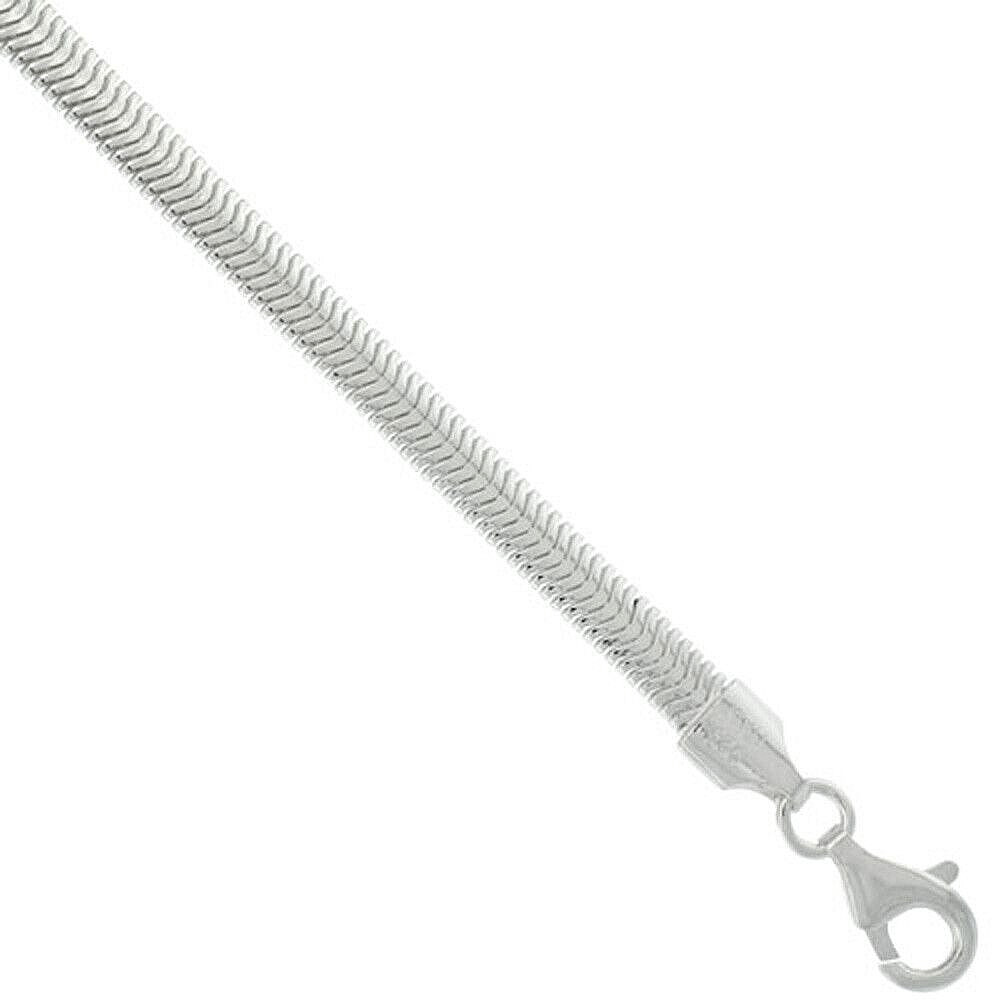925 Sterling Silver Flat Snake Chain Bracelet Italy Men and Women 4.5mm 7″ to 8″